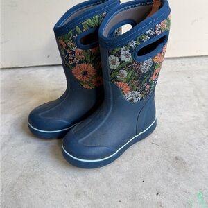 Bog kid’s Winter Boots - Blue Flowers